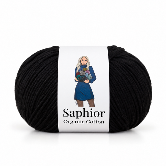 Organic Cotton - Dark Hollyhocks